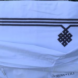 Serena & Lily Gobi Chocolate embroidered twin sheet set.